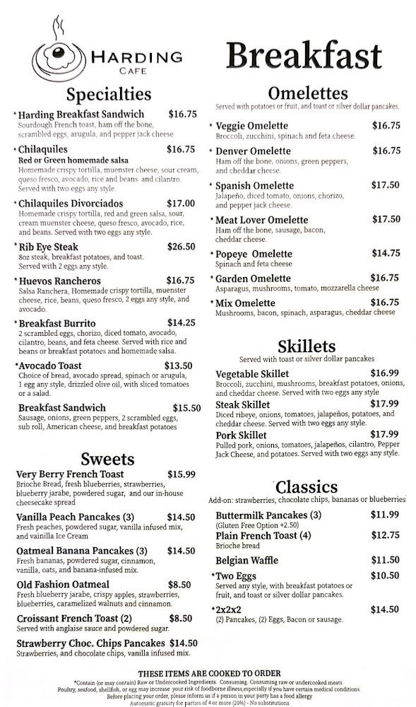 Harding Cafe Menu image 1
